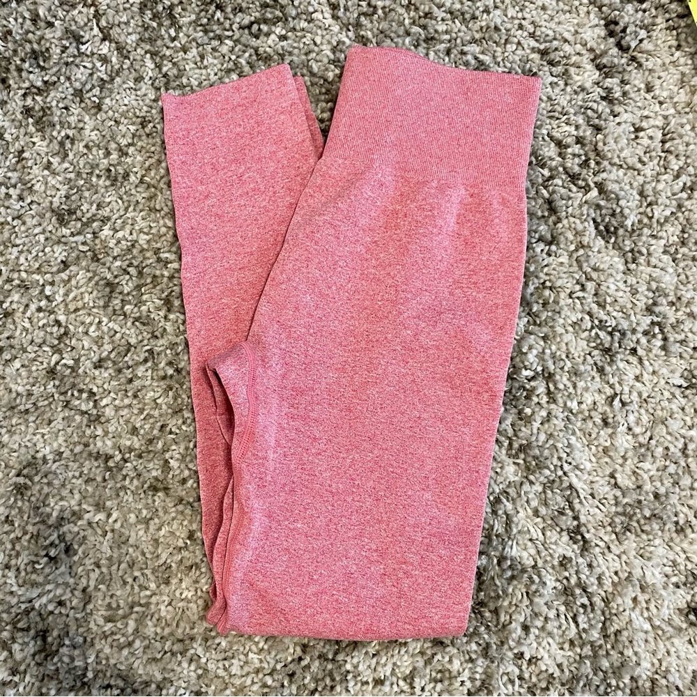Unbranded Pink Red Marl Seamless Leggings High Waisted‎ Size Medium